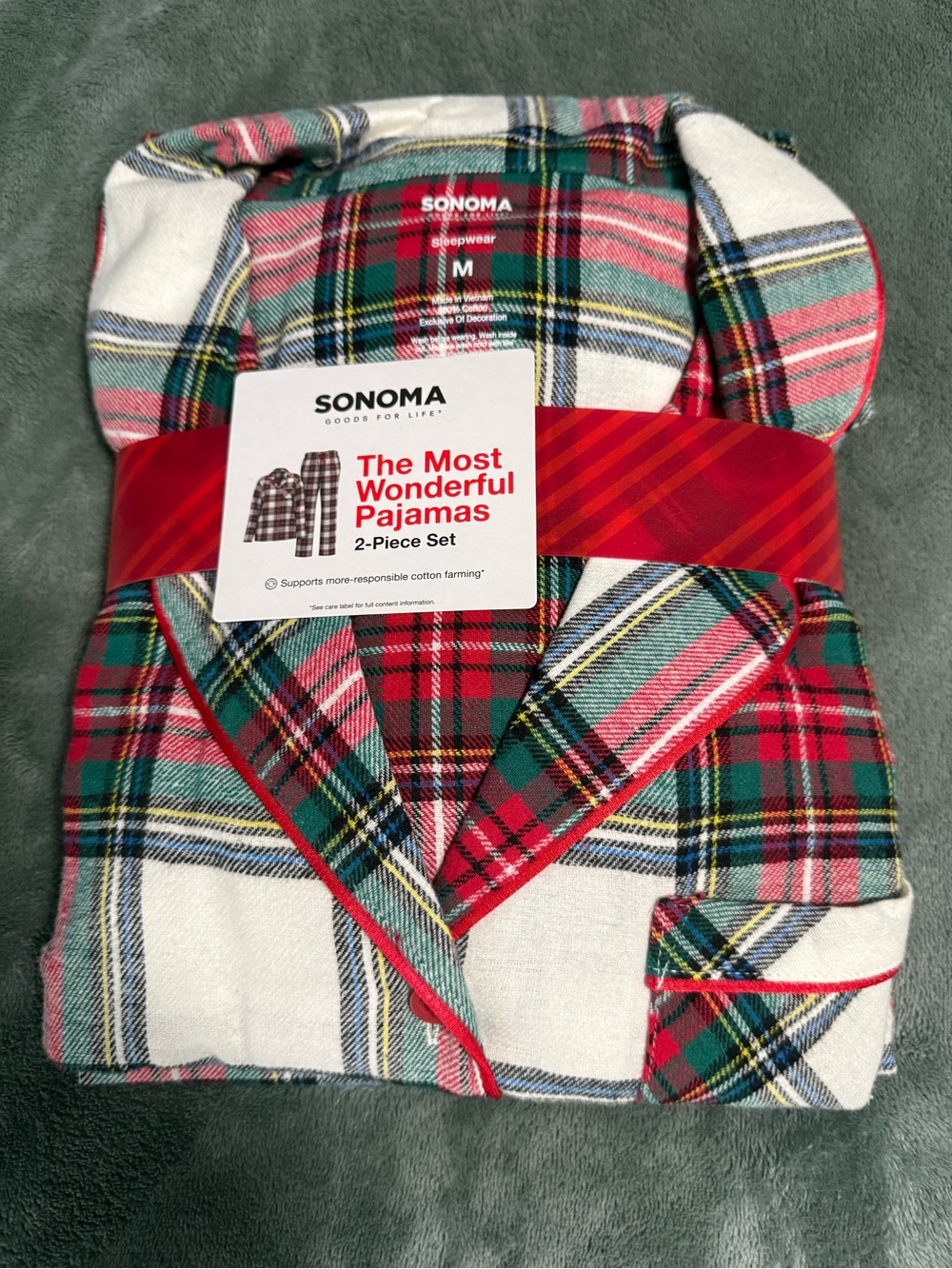 Sonoma Kids Plaid Pajama Set in Red, Green & White